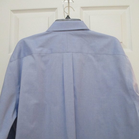 Jos A Bank Traveler Dress Shirt 17.5 - 34 Blue Tailored Fit Office Professional - Picture 6 of 7